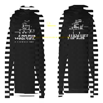 Cool 911 Vintage Usa Flag Heartbeat 911 Dispatcher Long Sleeve T-Shirt - Monsterry
