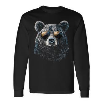 Cool Bear Portrait With Sunglasses Illustration Bear Langarmshirts - Geschenkecke