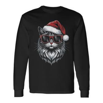 Cool Christmas Cat Santa Christmas Fun Langarmshirts - Geschenkecke