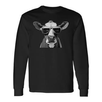 Cool Holstein Head With Sunglasses Farmer Cow Motif Langarmshirts - Geschenkecke