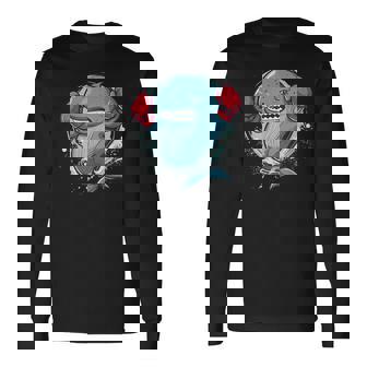 Cool Whale With Boxing Gloves For Sport And Whales Lovers Long Sleeve T-Shirt - Monsterry
