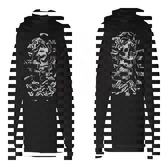 Crâne Santa Muerte Faucheuse T-shirt à manches longues - Cadeauxyz