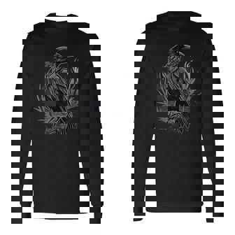 Cuervo Negro Gótico Con Estampado De Cuervo Camiseta de manga larga - Regaloses
