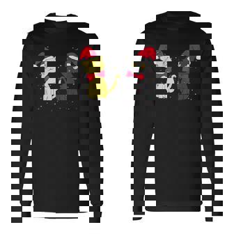 Cute Anime Cat Couple Christmas Cat Led Light Long Sleeve T-Shirt - Monsterry