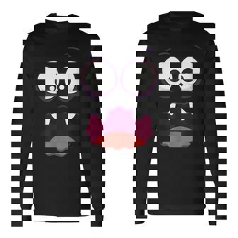 Cute Face Monster Head Ghost Cartoon Halloween Idea Long Sleeve T-Shirt - Monsterry