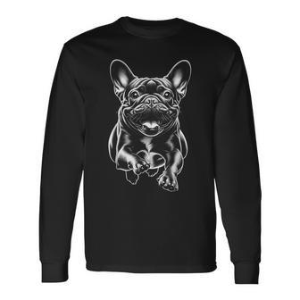 Cute French Bulldog In Run As Cool Portrait Langarmshirts - Geschenkecke