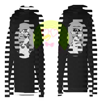 Cute Penguin With Heart Glasses And Bow For Kids I Penguin Long Sleeve T-Shirt - Monsterry