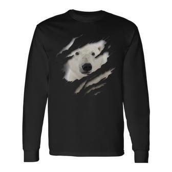 Cute Polar Bear Face Animal Rider Polar Bear Ripped Langarmshirts - Geschenkecke