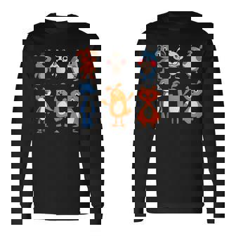 Cutout Set Of Cartoon 3d Like Animal Characters Happy Long Sleeve T-Shirt - Monsterry