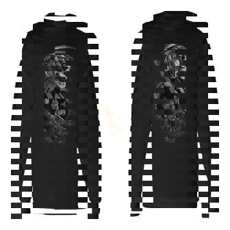 Cyberpunk Grim Reaper Con Guitarra Eléctrica Rock Heavy Metal Camiseta de manga larga - Regaloses
