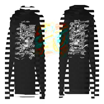 Dabbing Cheetah Wear Glasses Cute Cheetah Animal Long Sleeve T-Shirt - Monsterry