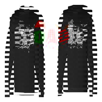 Dad Claus Xmas Christmas Lights Pajama Family Matching Long Sleeve T-Shirt | Mazezy