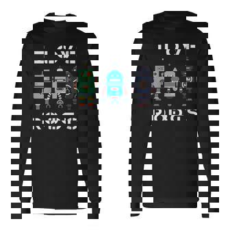 Damen Ich Liebe Roboter Geschenk Alle Altersgruppen Roboter Kinder Mit-Ausschnitt Langarmshirts - Seseable