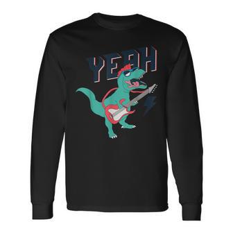 De Guitare Électrique Dinosaure Pour Garçons Et Adolescents T-shirt à manches longues - Cadeauxyz