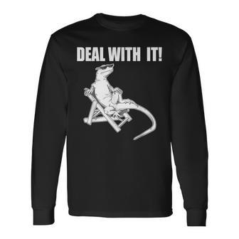 Deal With It Lizard With Sunglasses Dank Memes Tshirt Long Sleeve T-Shirt - Monsterry