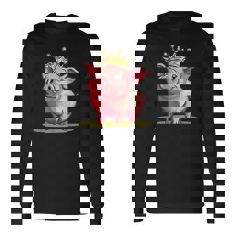 Divertido Cerdo Con Corona Para Los Amantes Del Reino Y Los Cerditos Camiseta de manga larga - Regaloses