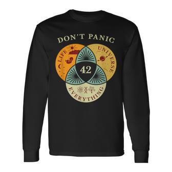 Don't Panic Life Universe Everything 42 Science Fiction Space Lovers Langarmshirts - Geschenkecke