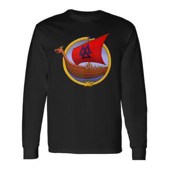 Drakkar Viking Dragon Longboat Nordic Sailing Tank Top Long Sleeve T-Shirt - Monsterry