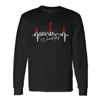 Düsseldorf Skyline Heartbeat Heart I Love Düsseldorfer Langarmshirts - Geschenkecke