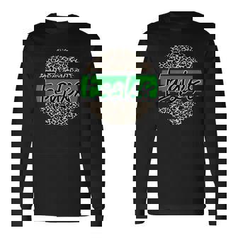 Eagles School Spirit Leopard Print Green Long Sleeve T-Shirt - Monsterry