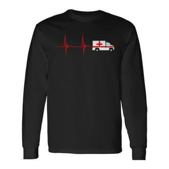 Emergency Car Heartbeat Ekg Pulse Ambulance Driver Rescuer Langarmshirts - Geschenkecke