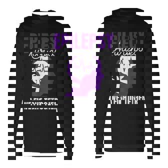 Epilepsy Awareness Purple Ribbon Epilepsy Awareness Long Sleeve T-Shirt - Monsterry