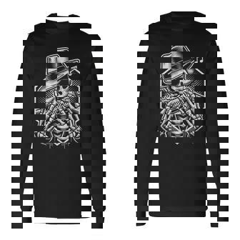Esqueleto Tocando Armónica Camisa Jugador Calavera Blues Músico Camiseta de manga larga - Regaloses