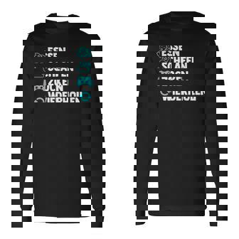 Essen Schlafen Zocken Wiederholen Gaming Zocker Langarmshirts - Geschenkecke