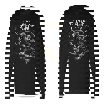F-Caw-F Raven Crow Vintage Gothic Bird Pun Long Sleeve T-Shirt | Seseable CA