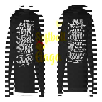 My Favorite Softball Player Calls Me Gaga Softball Gaga Long Sleeve T-Shirt - Thegiftio