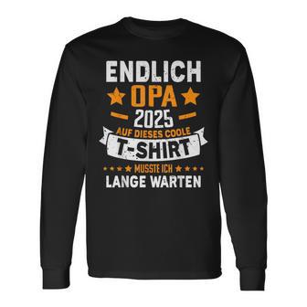 Finally Grandpa 2025 Expecting Grandpa Grandfather Become Announcement Langarmshirts - Geschenkecke