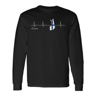 Finland Suomi Heartbeat I Love Finland Flag Langarmshirts - Geschenkecke