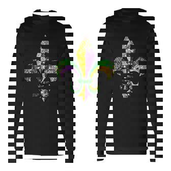 Fleur De Lis Mardi Gras Symbol Louisiana New Orleans Outfit Long Sleeve T-Shirt | Mazezy