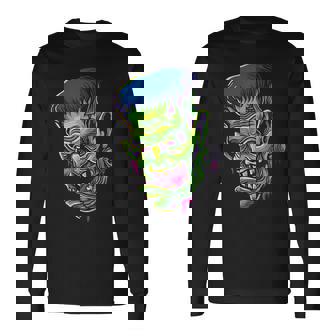 Frankenstein Face & Head Zombie Long Sleeve T-Shirt - Monsterry
