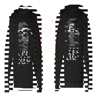 Free Hugs Halloween Grim Reaper Cute Long Sleeve T-Shirt - Monsterry