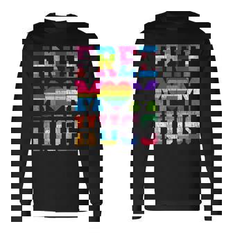 Free Mom Hug Transgender Lesbian Gay LGBT Pride Rainbow Flag Long Sleeve T-Shirt - Monsterry