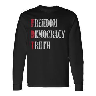 Freedom Democracy & Truth Foxtrots-Deltas-Tangos Resist Long Sleeve T-Shirt - Thegiftio UK