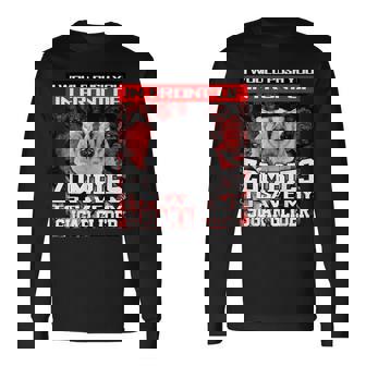 In Front Of Zombies To Save My Sugar Glider Halloween Long Sleeve T-Shirt - Monsterry
