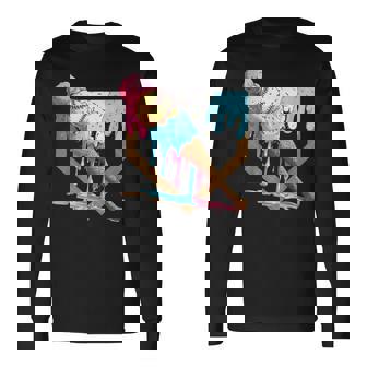 Baseball Ice Cream Dripping Baseball Home Plate Drip Long Sleeve T-Shirt | Mazezy