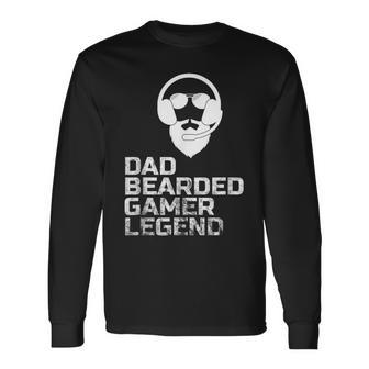 Bearded Video Gamer Gaming Beard Dad Father's Day Long Sleeve T-Shirt - Thegiftio
