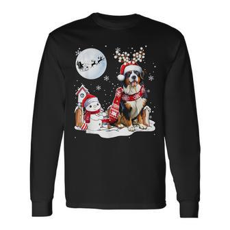 Bernese Mountain Dog Christmas Snowman Xmas Lights Langarmshirts - Geschenkecke