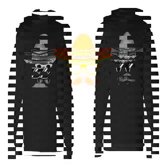 Cinco De Mayo Sombrero Hat With Sunglass Men Long Sleeve T-Shirt - Thegiftio UK