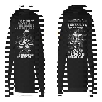 Football Dad Of Son Football Lineman Football Fan Long Sleeve T-Shirt - Thegiftio