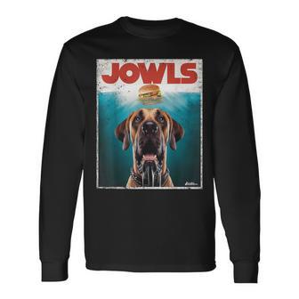 Great Dane Jowls Top Fawn Natural Dog Mom Burger Dad Long Sleeve T-Shirt - Thegiftio UK