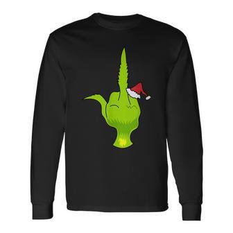 Green Hand Middle Finger Santa Langarmshirts - Geschenkecke