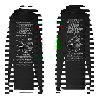 Meowy Christmas Cats Lovers Ugly Xmas Holiday Sweater Long Sleeve T-Shirt - Thegiftio