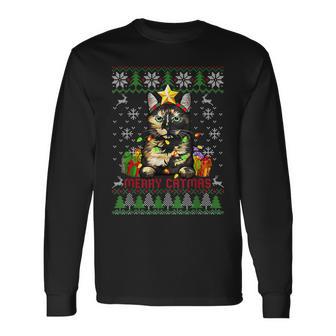 Merry Catmas Tortoiseshell Cat Ugly Christmas Jumper Langarmshirts - Geschenkecke