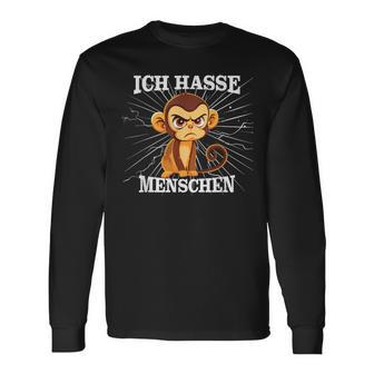 Monkey Meme Based I Hate People Saying Langarmshirts - Geschenkecke