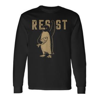 Penguin Resist Penguins Protest Against Tariffs Long Sleeve T-Shirt - Thegiftio UK