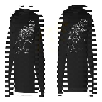 T Rex Skeleton Dinosaur Long Sleeve T-Shirt - Seseable